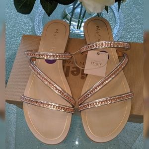 Mariella Shoes - Mariella Rose gold and crystals slip on Sandals Mariella Shoes - Mariella Rose gold and crystals slip on Sandals